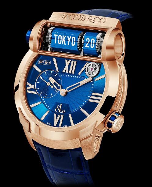 Jacob & Co. Epic SF24 Racing Blue Dial Rose Gold Watch Replica ES101.40.AB.AB.ABALA Jacob and Co Watch Price